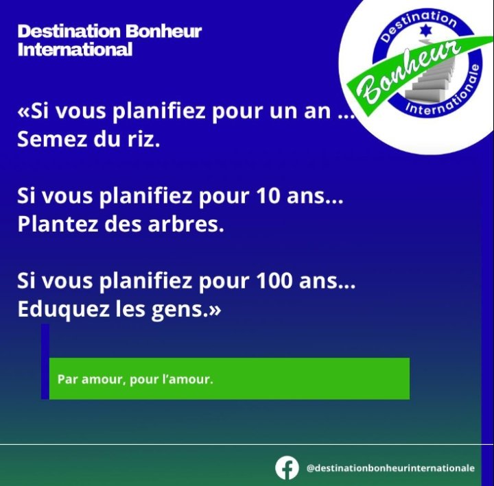 Si vous planifiez pour un an....semez du riz